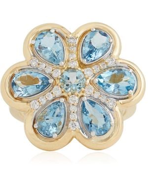 Jamie Wolf 18K Aquamarine And Diamond Ring - Blue