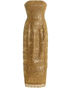 Emilia Wickstead Laelia Foiled Lace Midi Dress - Natural