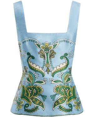 ALÉMAIS Exclusive Marion Printed Twill Peplum Top - Blue