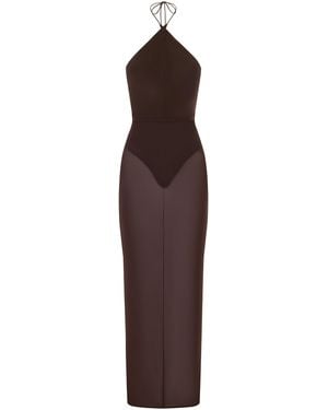 Alex Perry Cross Tie Halter Column - Purple