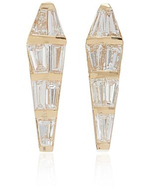 Nikos Koulis Large Spectrum 18k Gold Diamond Stud Earrings - White