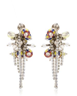 Dries Van Noten Crystal And Bead Earrings - Yellow