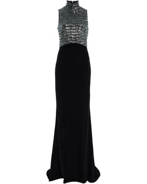 Carla Zampatti Sequined Velvet Halter Dress - Black