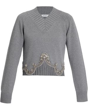 Erdem Embellished Cotton-Cashmere Jumper - Grey