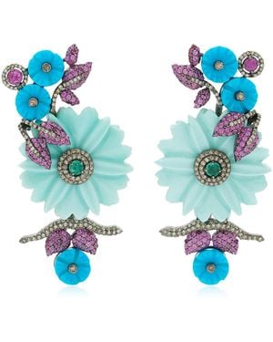 Amrapali Morni 14k Yellow Gold And Silver Earrings - Blue