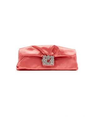Roger Vivier Bouquet Strass-Embellished Satin Clutch - Red