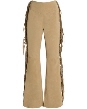Goldbergh Lina Fringed Vegan Leather Flare Trousers - Natural