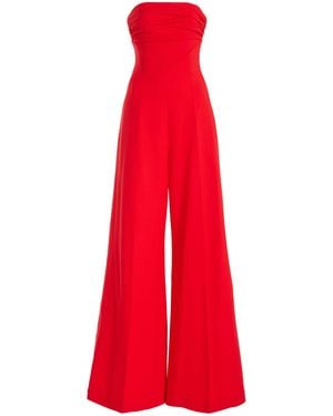 Carolina Herrera Strapless Bi-Stretch Wool Jumpsuit - Red