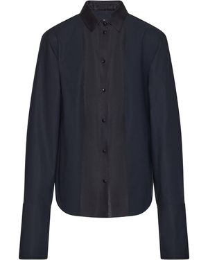 OSSOU Brun Sheer-Panel Cotton Shirt - Blue