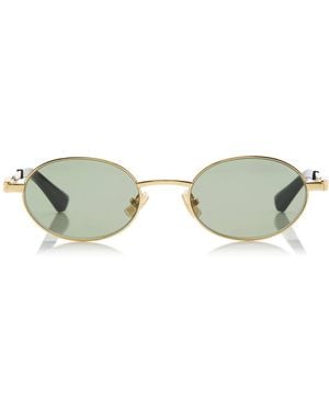 Bottega Veneta Round-Frame Metal Sunglasses - Green