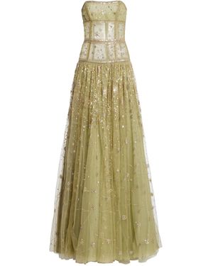 Cucculelli Shaheen Constellation Jade Tulle Maxi Dress - Green