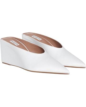 Alaïa Satin Wedge Mules - White