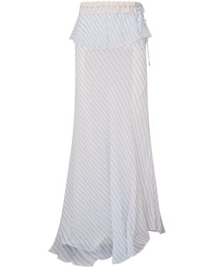 LoveShackFancy Sylette Striped Maxi Skirt - White