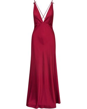 LoveShackFancy Sabrelle Charmeuse Maxi Slip Ondress - Red