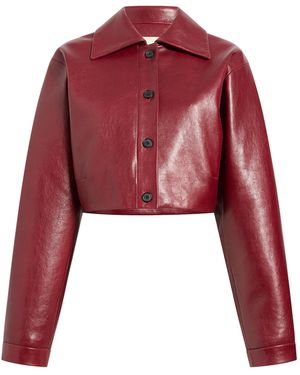 KHAITE Sue Cropped Leather Jacket - Red