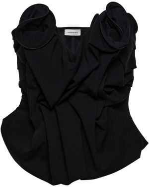 Magda Butrym Sweetheart Neck Wool Corset Top - Black