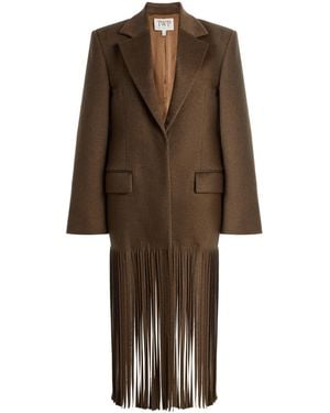 Twp Mattie Fringed Cashmere Coat - Brown