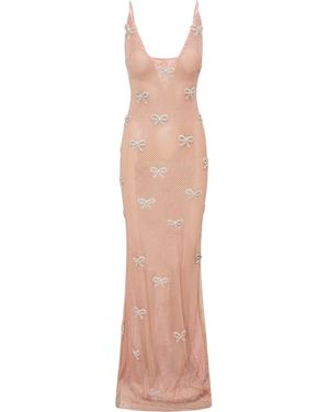 LoveShackFancy Berisa Embellished Mesh Maxi Dress - Metallic