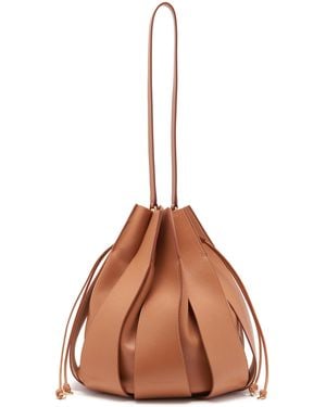 Ulla Johnson Lotus Pleated Leather Bucket Bag - Brown