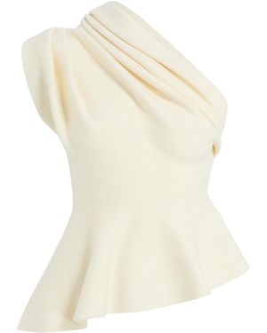 KHAITE Aimee Asymmetric Merino-Wool Top - White
