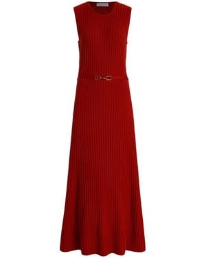 Gabriela Hearst Meier Belted Knit Cashmere-Silk Midi Dress - Red