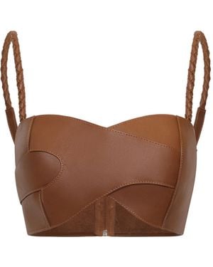 ANDRES OTALORA Artesana Cropped Leather Top - Brown