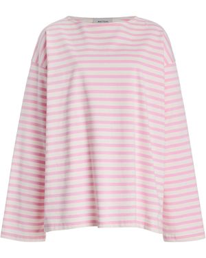 Matteau Exclusive Oversized Breton-Striped Cotton T-Shirt - Pink