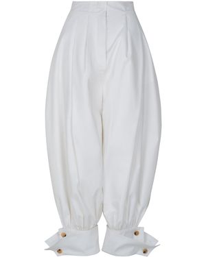 A.W.A.K.E. MODE Tailored Cotton Barrel-Leg Trousers - White