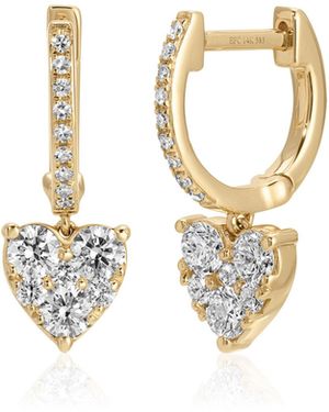 EF Collection 14K Diamond Heart Mini Huggie Earrings - White