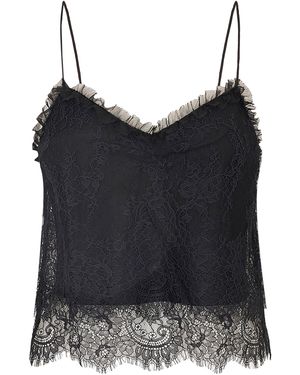LoveShackFancy Ferni Lace Top - Black