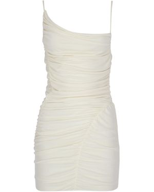 Zeynep Arcay Asymmetric Neck Mini Jersey Dress - Natural