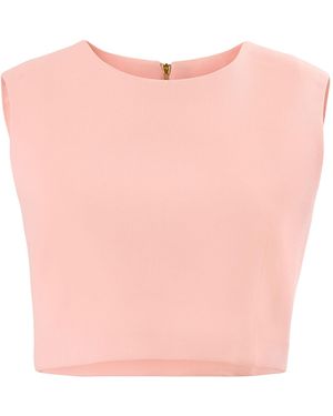 Carolina Herrera Cropped Bi-Stretch Wool Tailoring Top - Pink