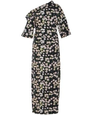 BERNADETTE Bowery Off-The-Shoulder Buttercup-Print Cotton-Linen Maxi Dress - White