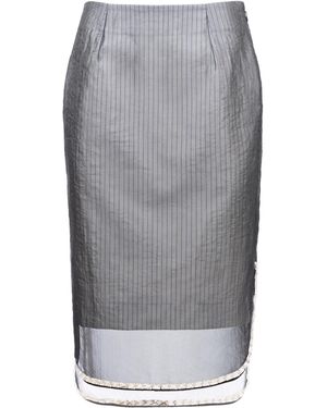 DES_PHEMMES Layered Twill Midi Skirt - Grey