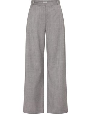 St. Agni Pleat Slouch Wool Tapered Leg Trousers - Grey