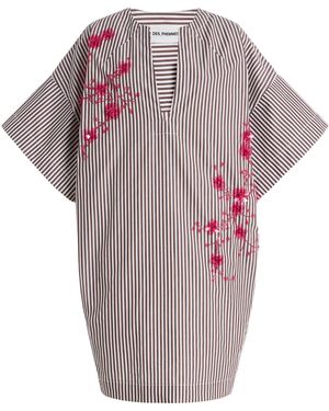 DES_PHEMMES Exclusive La Isla Cocoon Striped Cotton-Poplin Mini Dress - Multicolour
