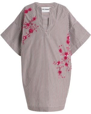 DES_PHEMMES Exclusive La Isla Cocoon Striped Cotton-Poplin Mini Dress - Multicolour