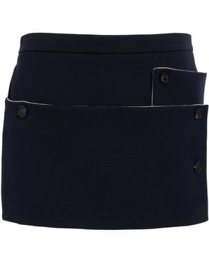 Ferragamo Asymmetric Wool-Blend Mini Skirt - Blue