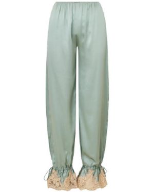 LoveShackFancy Azara Lingerie Charmeuse Trousers - Green