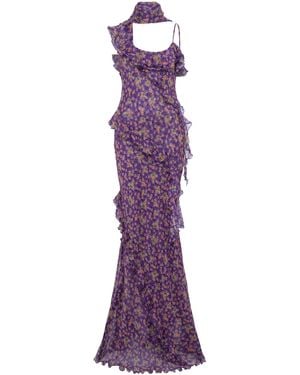 Siedres Monica Ruffled Maxi Dress - Purple