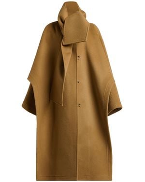 A.W.A.K.E. MODE Oversized Wool Poncho Coat - Brown