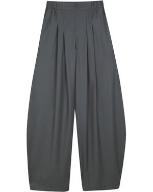 Cortana Ahora Pleated Wool Wide Leg Pants - Gray