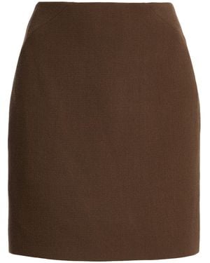Harithand Exclusive Double Crepe Mini Skirt - Brown