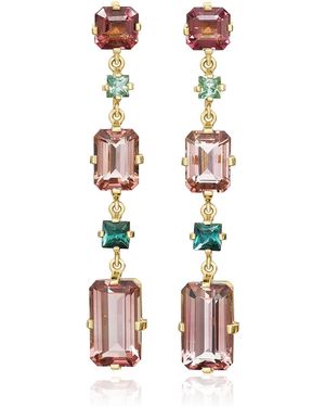 Yi Collection 18K Tourmaline And Indicolite Bar Earrings - White