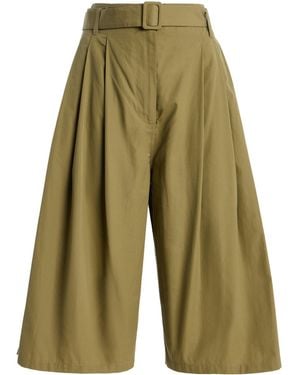 Co. Tton Sateen Pleated Culotte Trousers - Green