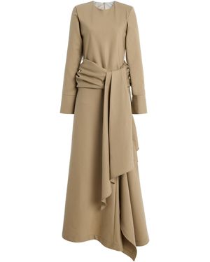 Sloan Asymmetric Wool Maxi Dress - Natural