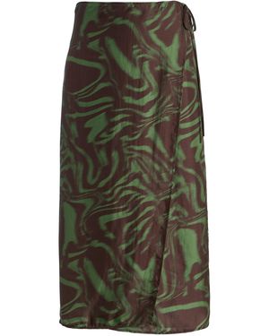 Chan Luu Printed Wrap Silk Midi Skirt - Green