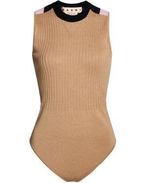 Marni Bodice Cotton Knit Bodysuit - Brown