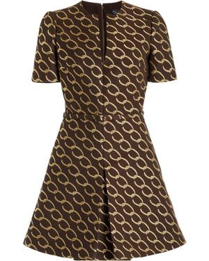 Oscar de la Renta Chain-printed Jacquard Mini Dress - Brown