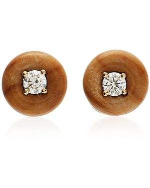 Fernando Jorge Petrified Wood Orbit Diamond Medium Studs - Brown